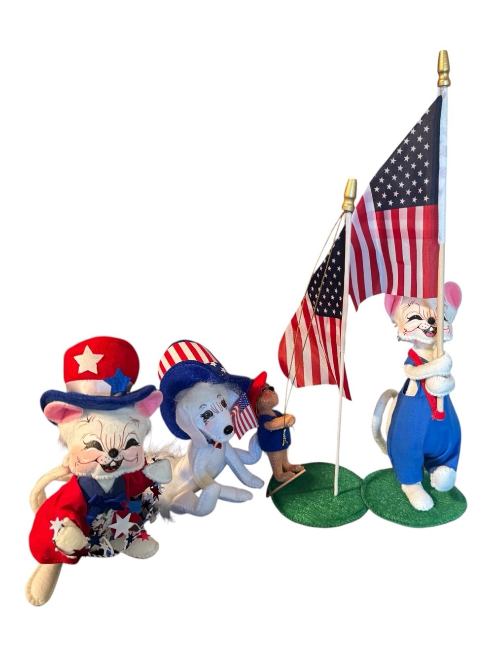 Vintage Annalee Patriotic Doll Lot Uncle Sam Mouse Dog Bear  (4)